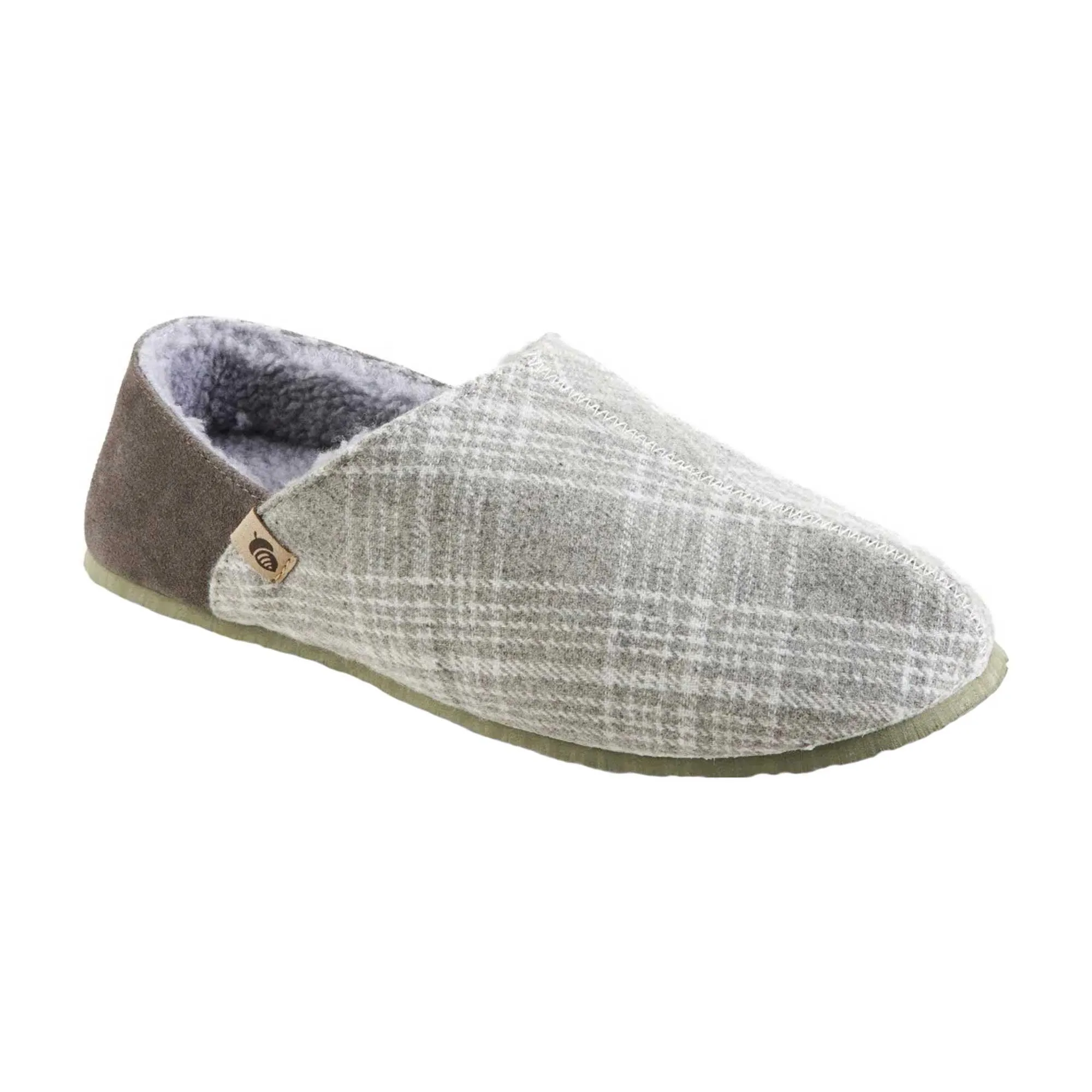 Acorn Men's Slippers - Parker Algae Sole Grey Plaid Flannel, Medium | A20158GPLMM