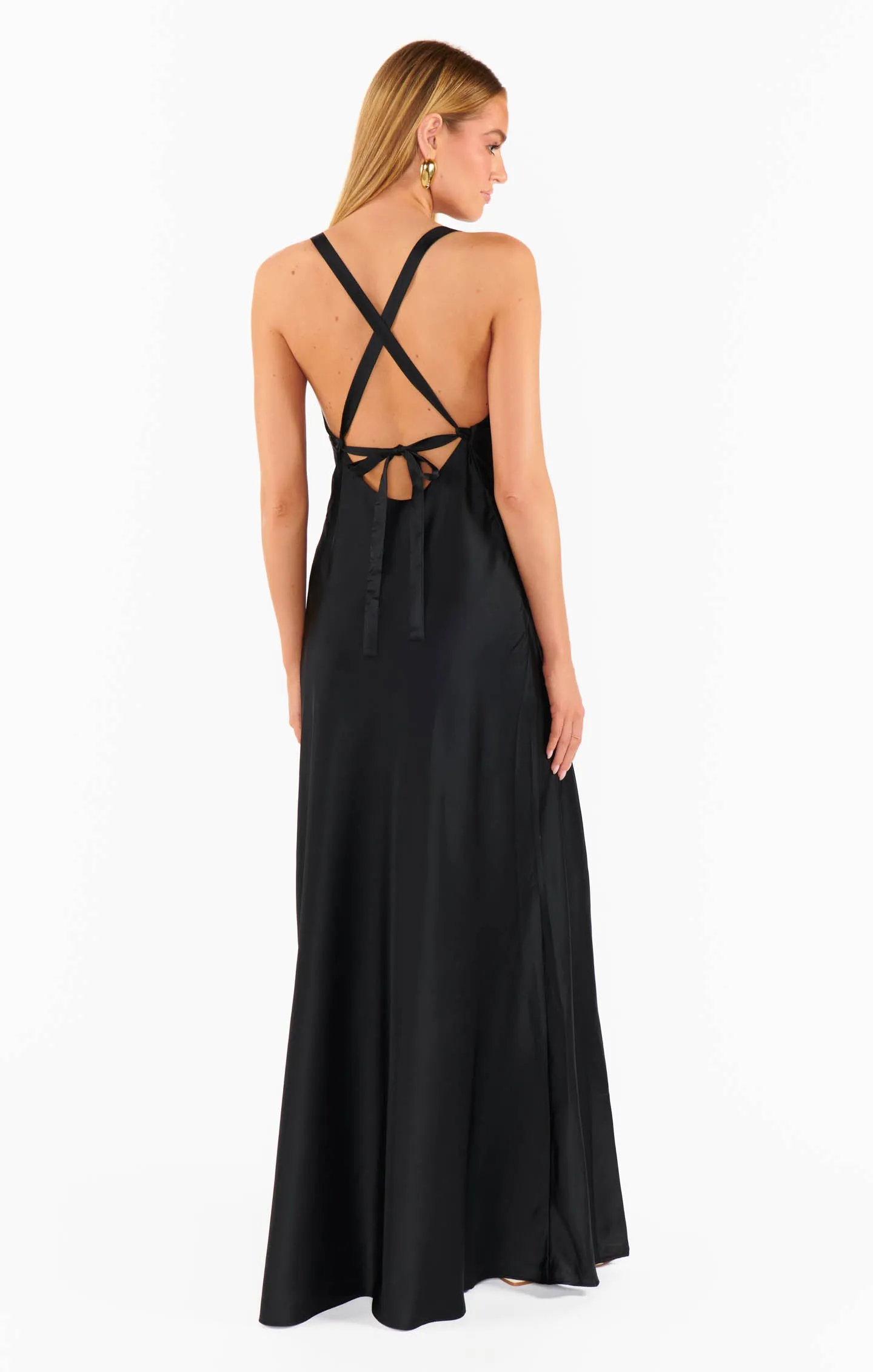 Anderson Maxi Dress ~ Black Luxe Satin