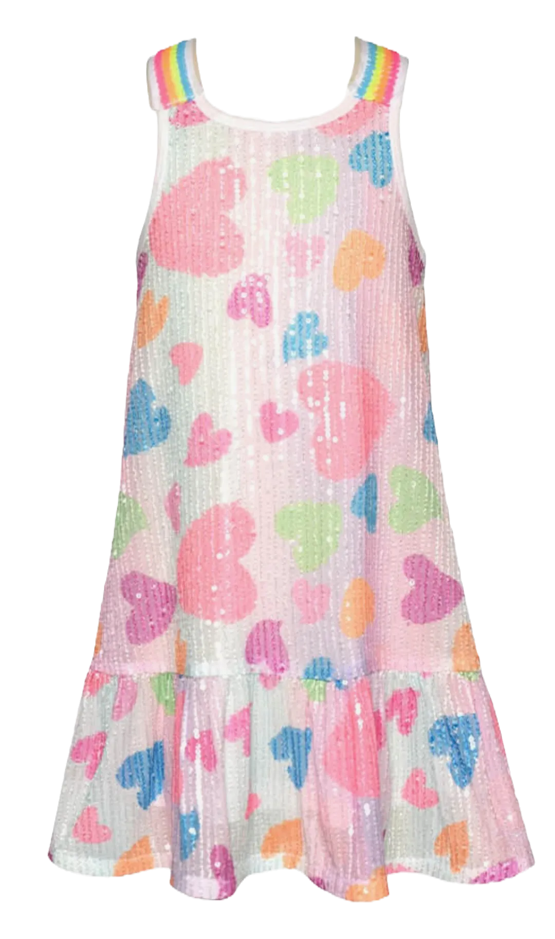 Baby Sara - Pastel Striped Sequin Heart A-Line Dress