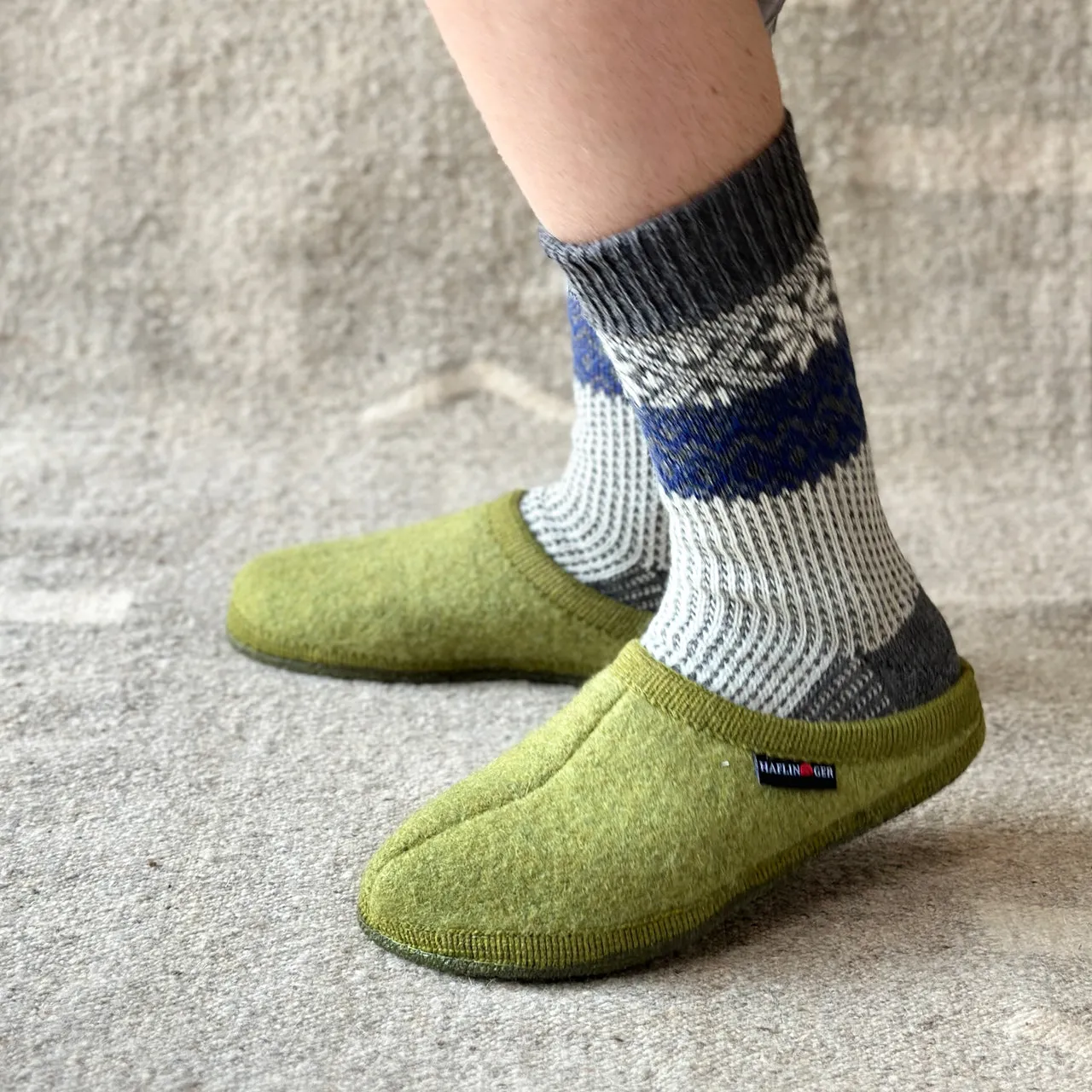 Boiled Wool Slippers - Alaska - Denim (Adults 36-48)