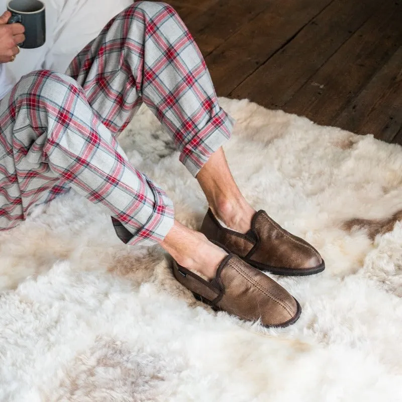 BOSSE Shepherd Mens Sheepskin Slippers with Sole