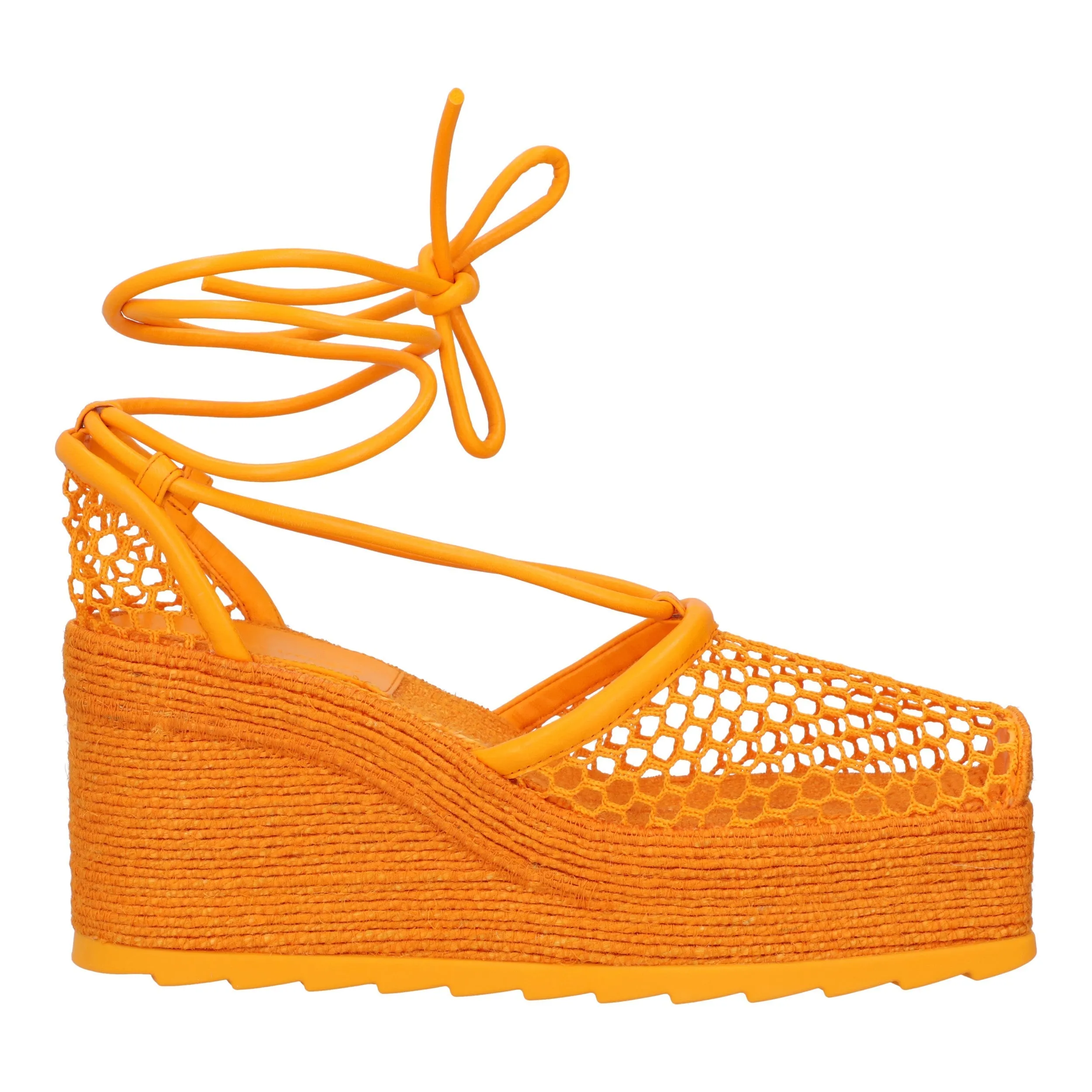 Bottega Veneta Orange Stretch 90 Wedge Espadrilles