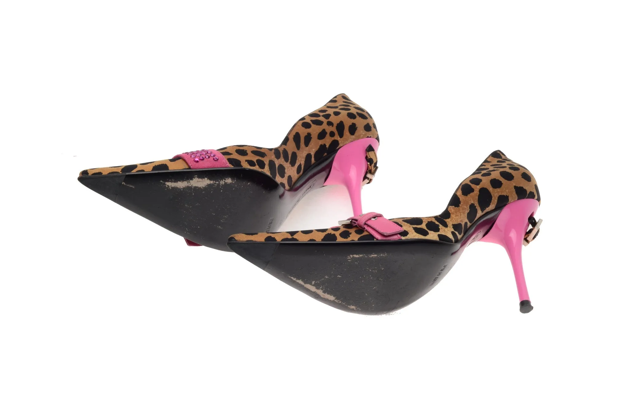 Cesare Paciotti - Leopard Pointed Toe Heels with Pink Strap - IT 38 1/2