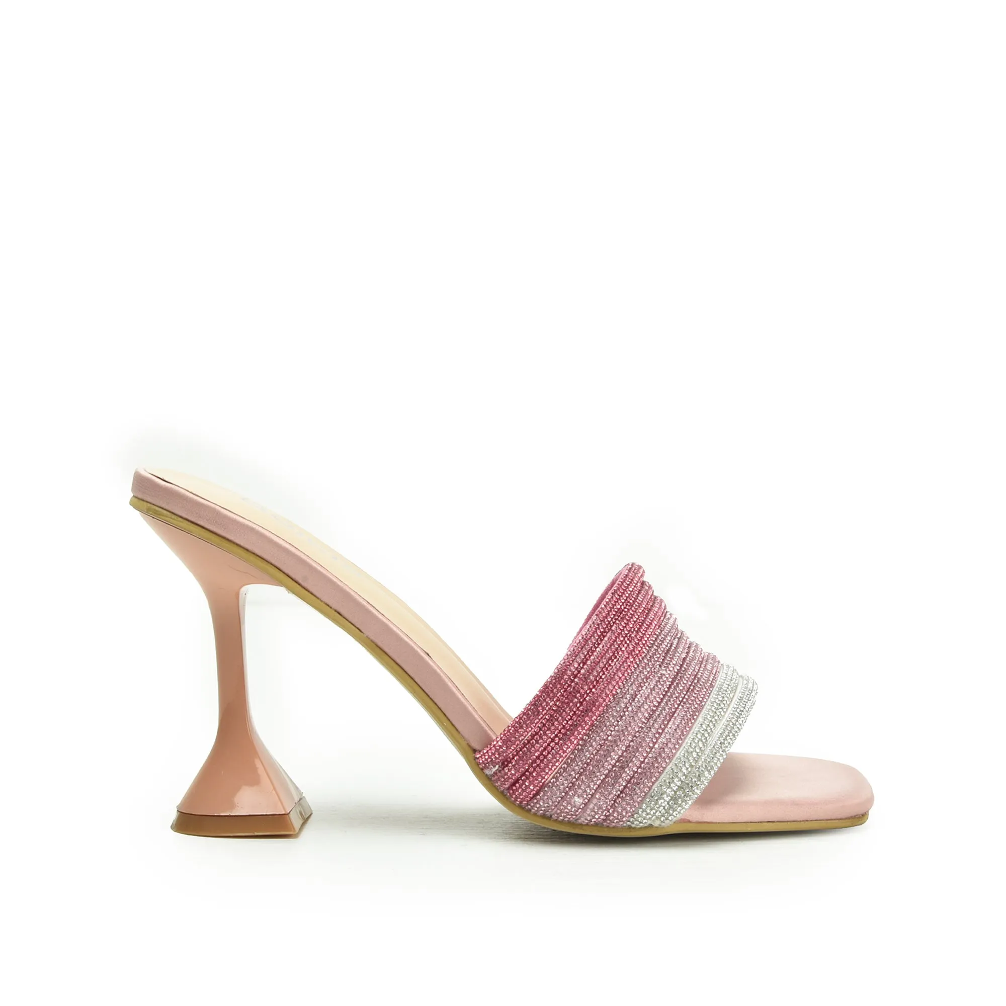 Chic Pink Beaded High Heel Sandals | 598K-P