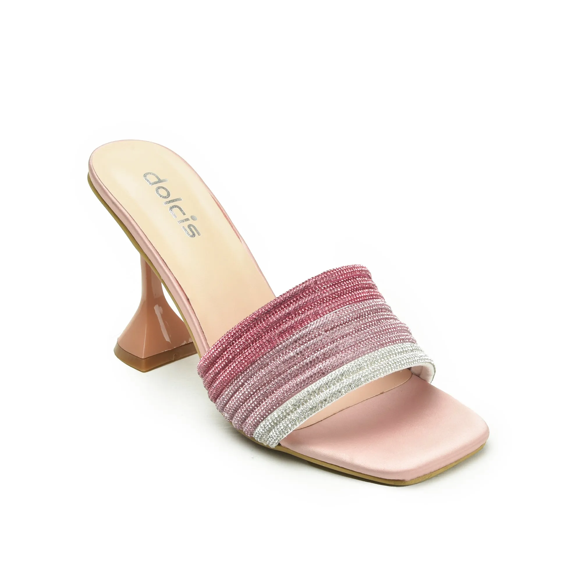 Chic Pink Beaded High Heel Sandals | 598K-P