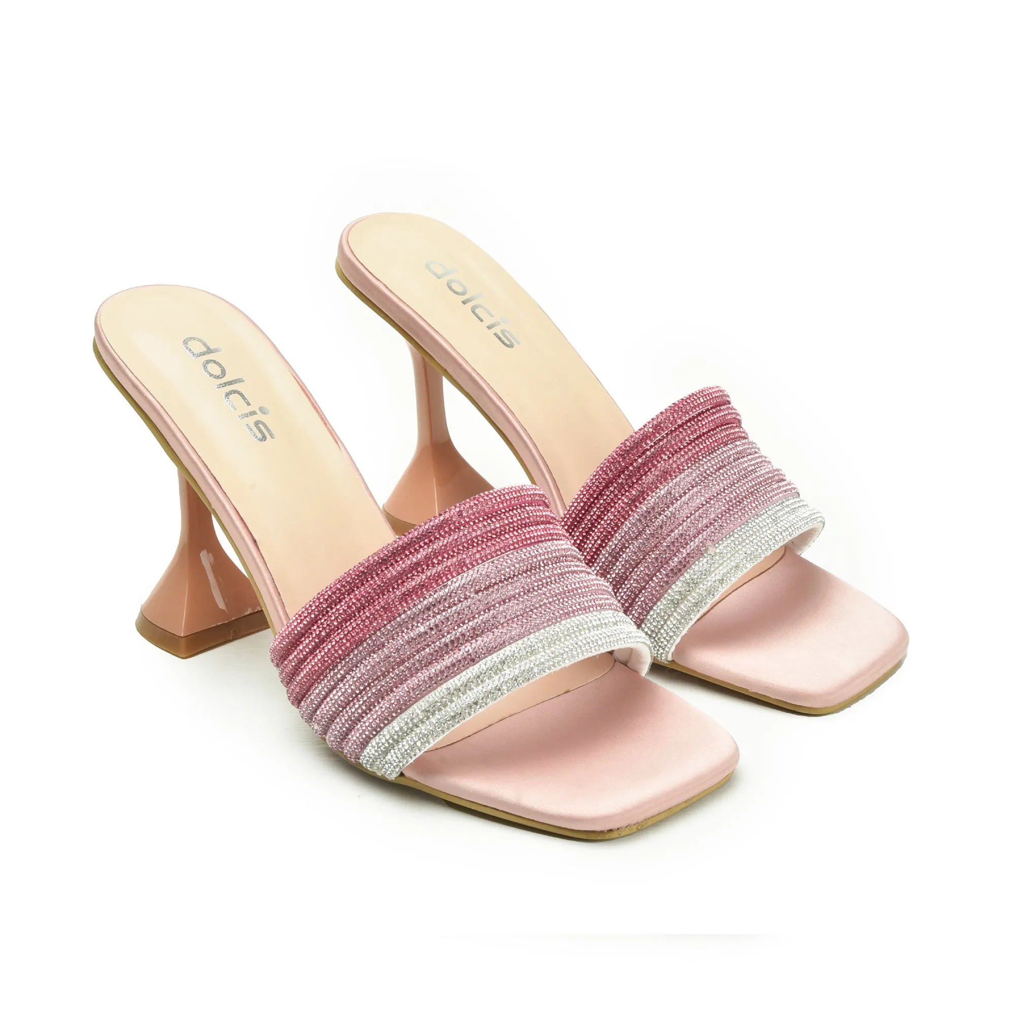 Chic Pink Beaded High Heel Sandals | 598K-P