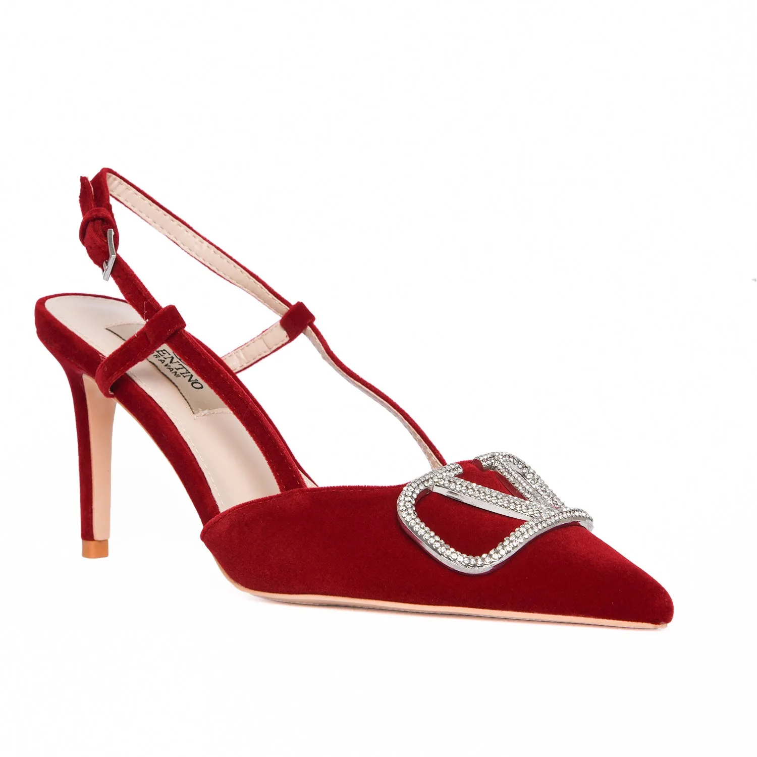 Chic Red Slingback Heels with Buckle | 435L-E