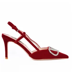 Chic Red Slingback Heels with Buckle | 435L-E