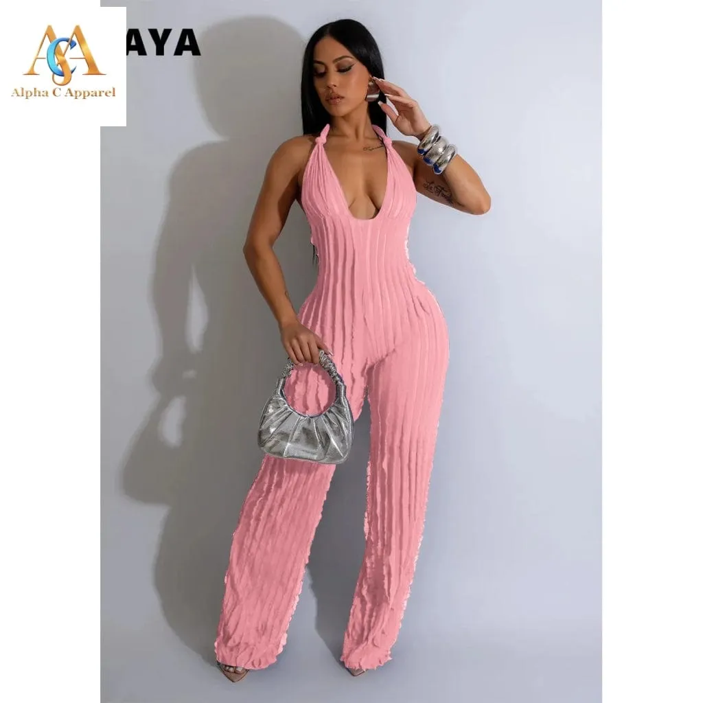 Chic Ruffles Halter Jumpsuit