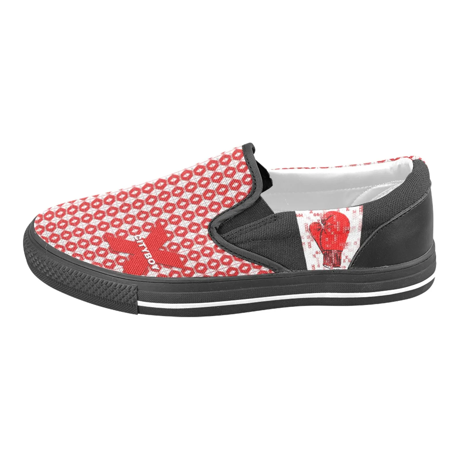 CITYBOY BOXING PRINT Men's Slip-on Canvas Shoes (Model 019)