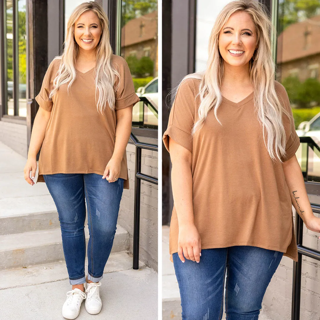 Comfy Travels Top, Deep Camel