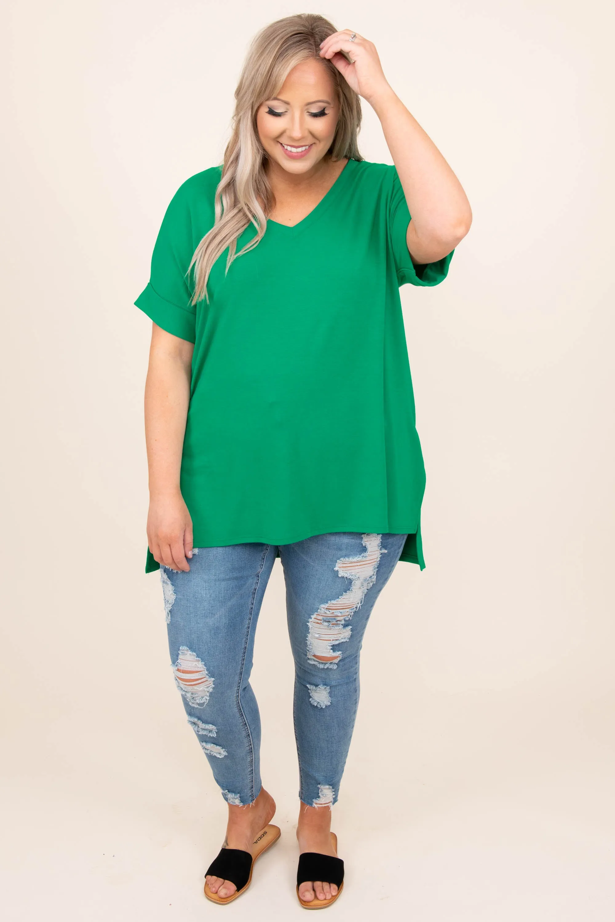 Comfy Travels Top, Kelly Green