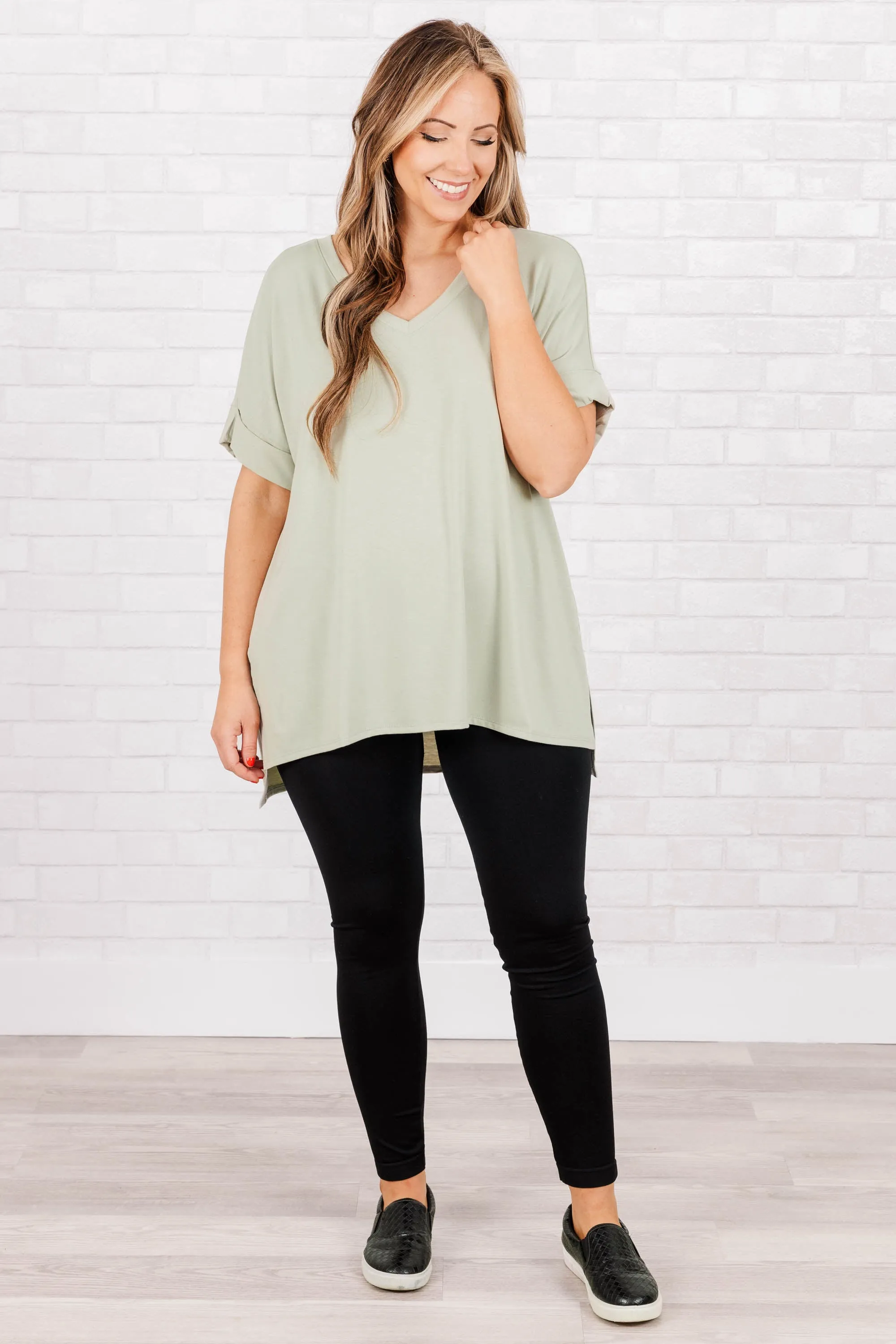 Comfy Travels Top, Light Sage