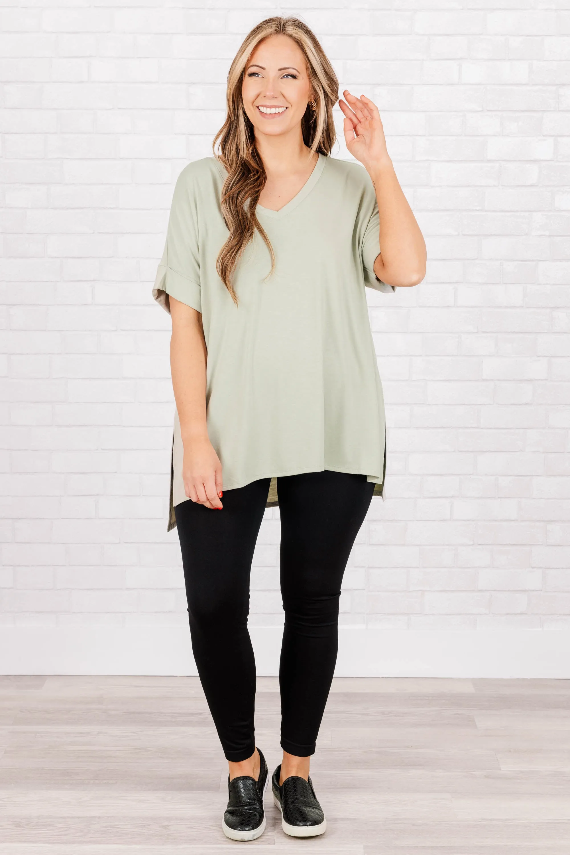 Comfy Travels Top, Light Sage