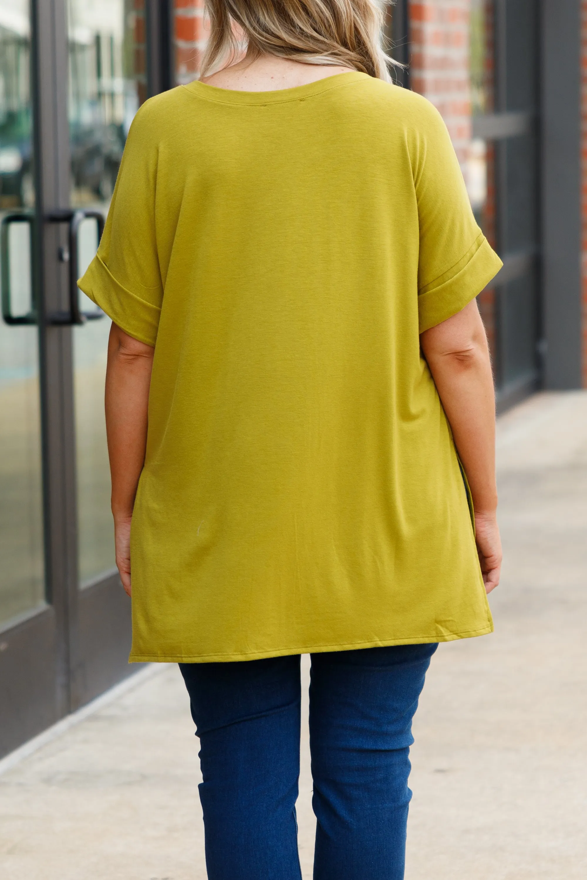 Comfy Travels Top, Olive Mustard