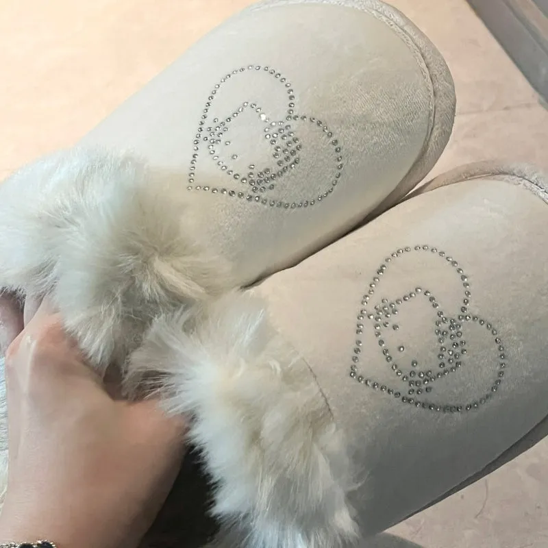 Cute White Kitty Diamond Slippers KI663