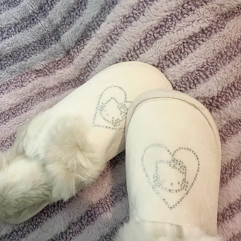 Cute White Kitty Diamond Slippers KI663