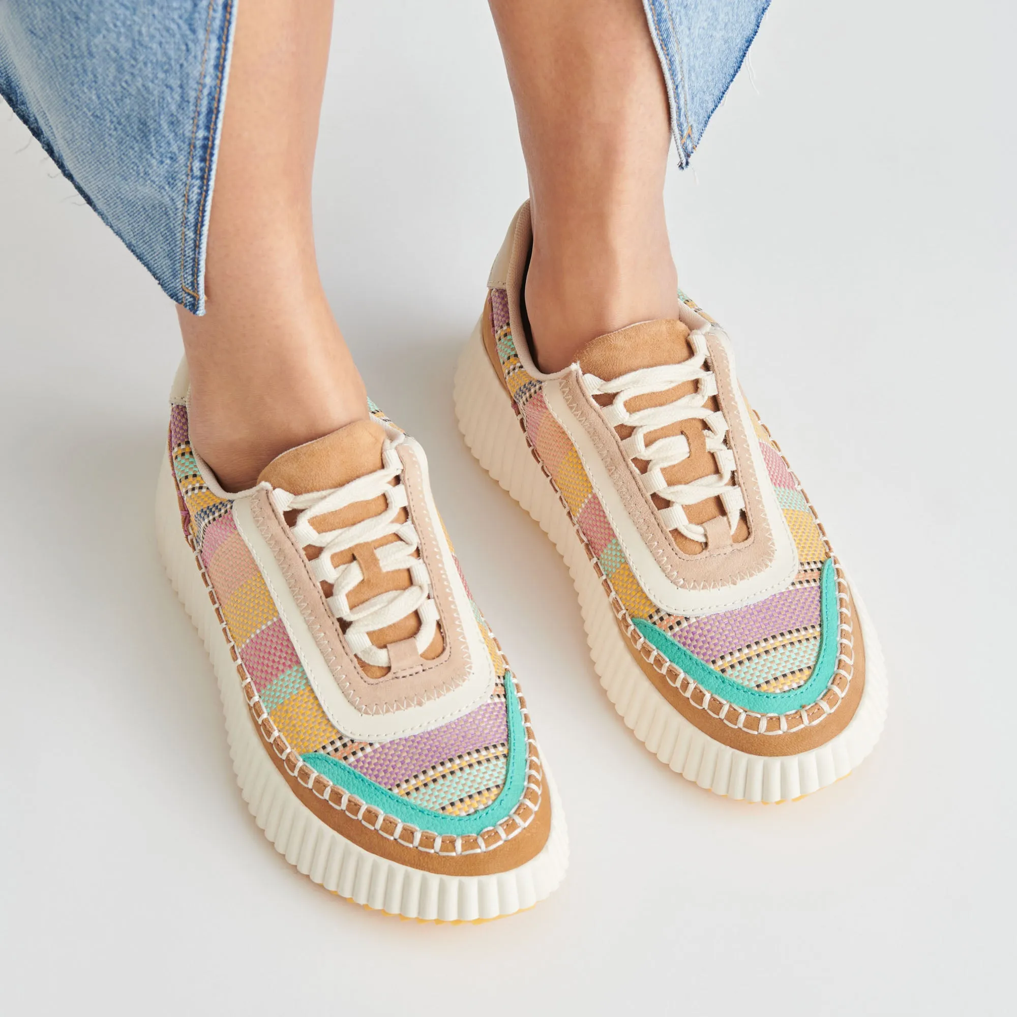 DOLEN SNEAKERS TAN MULTI RAFFIA