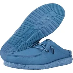 Dude Wally Slip Canvas Elemental Blue Mens Casual Comfort Canvas Mules Shoes