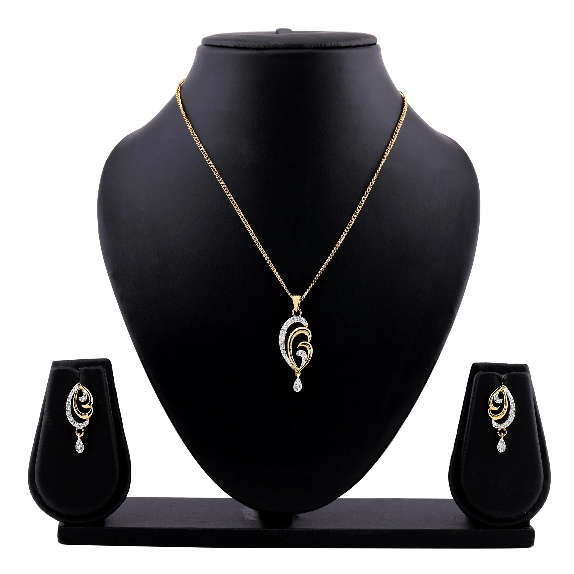 Estele Gold & Rhodium Plated CZ Beautiful Pendant Set for Women