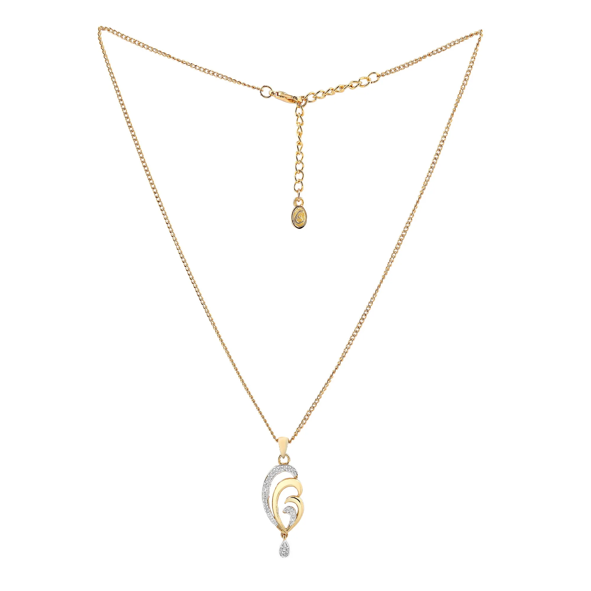 Estele Gold & Rhodium Plated CZ Beautiful Pendant Set for Women