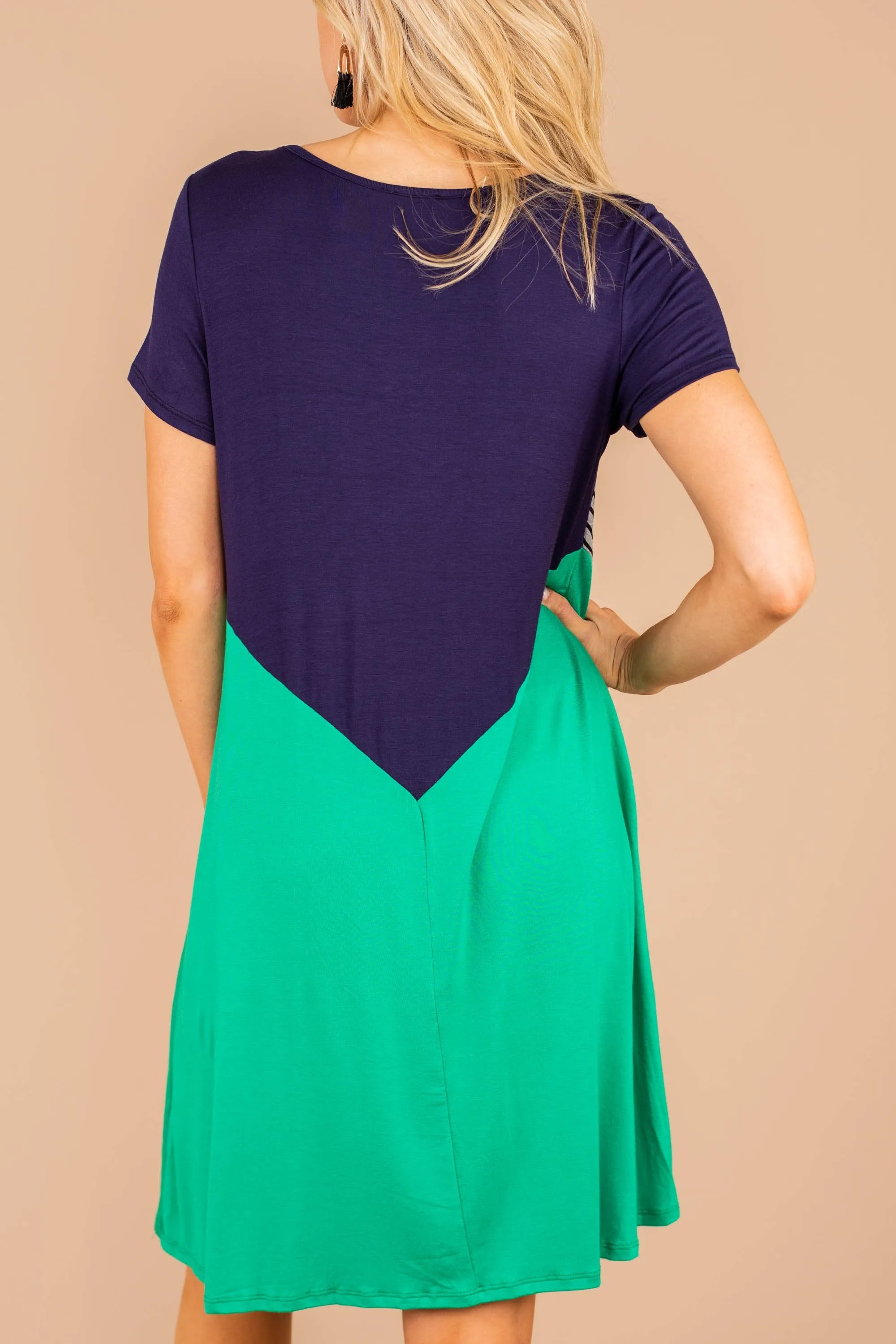 Fab Retreats Navy Blue T-Shirt Dress