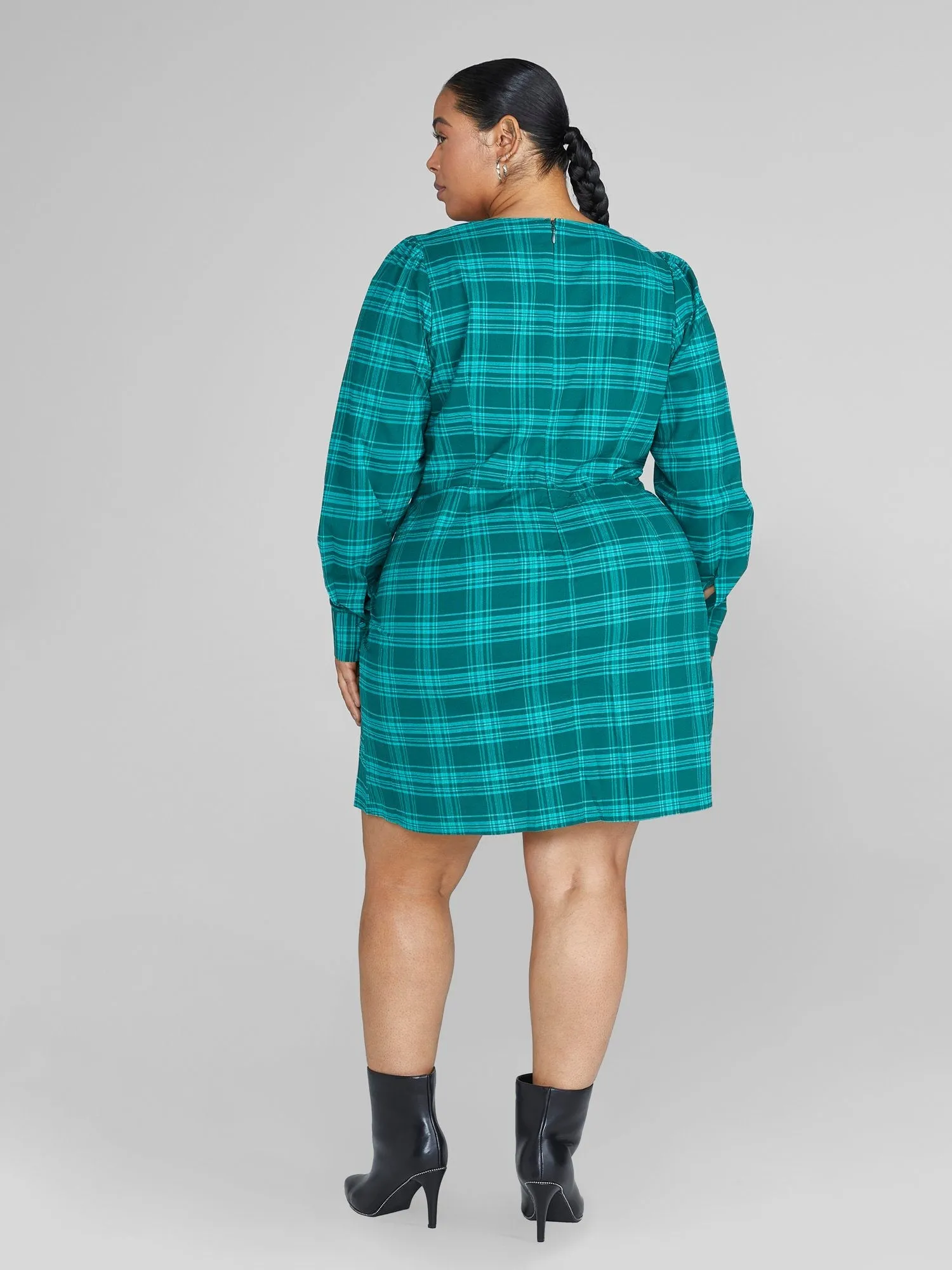 Fashion To Figure - Kathleen Plaid Faux Wrap Dress