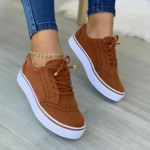 Flat and Comfy Sole Solid-Color Sneakers for Women