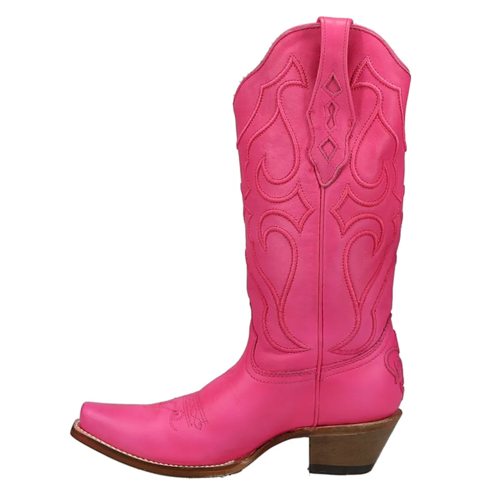 Fuchsia Embroidered Snip Toe Cowboy Boots