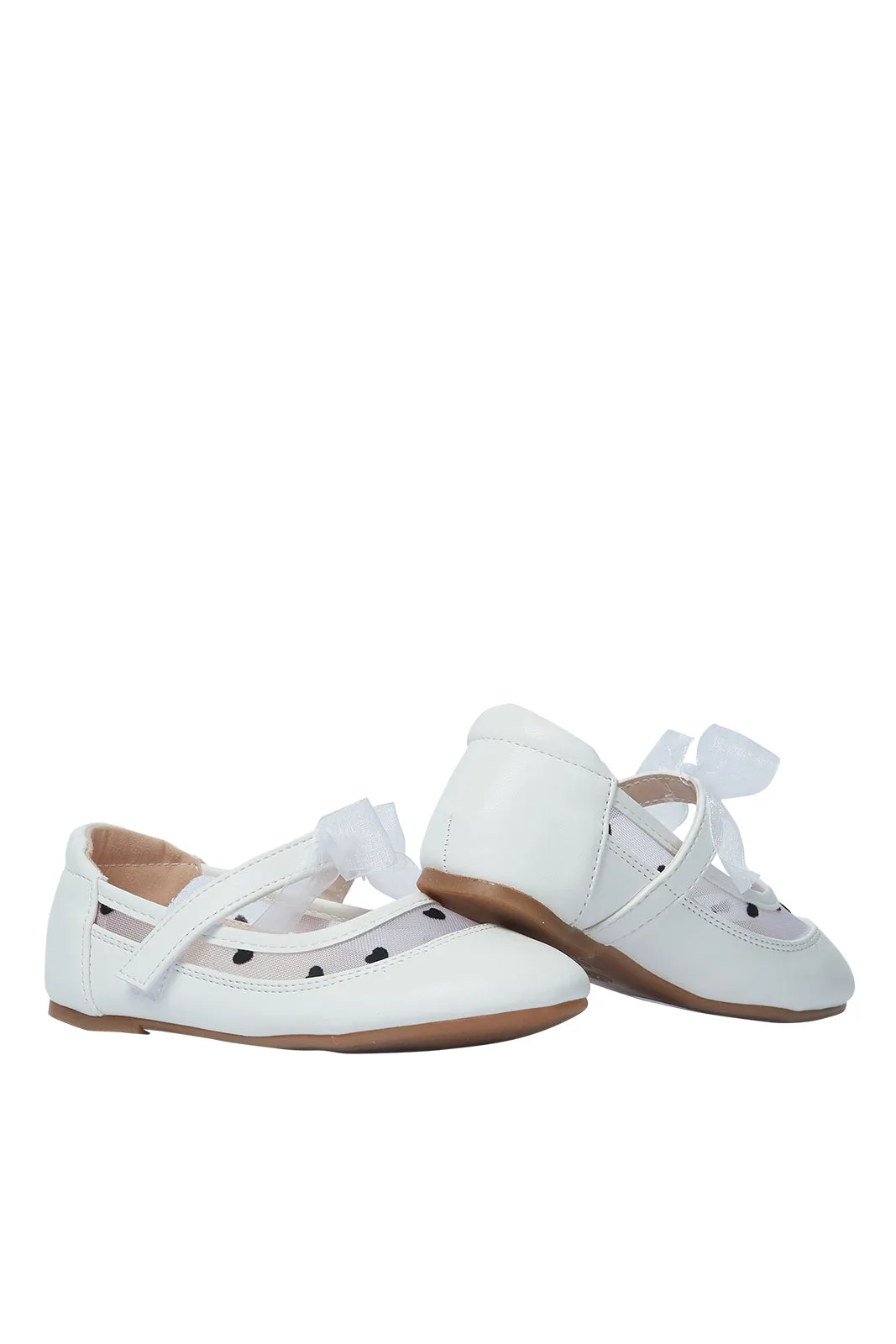 Girls White Bow Lace Ballerina Shoe