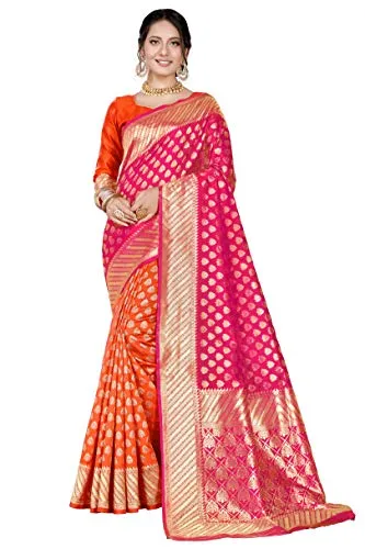 Glory Sarees Women's Banarasi Saree (Banarasi_Saree_109_pink_Pink)