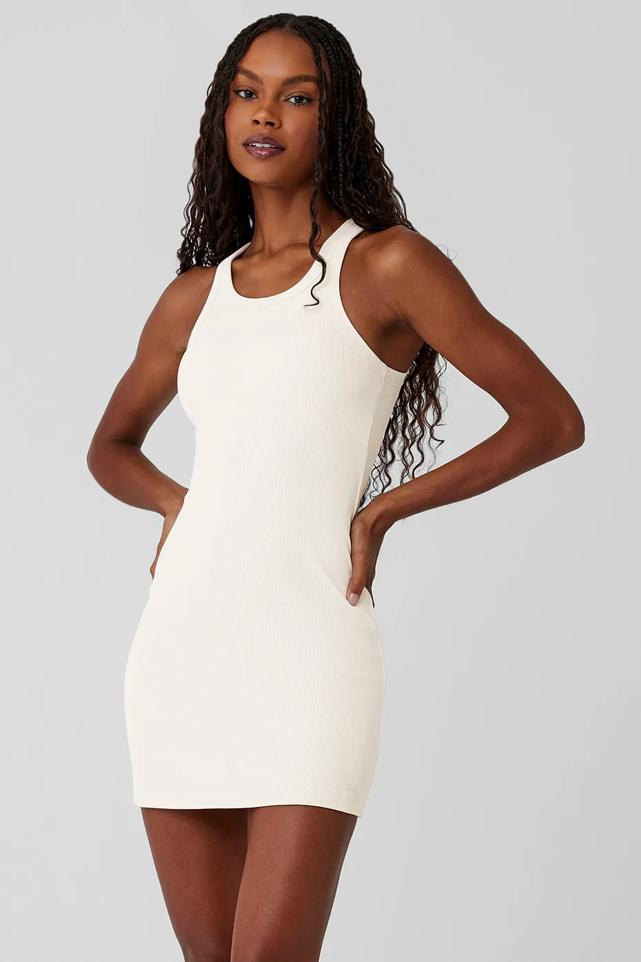 Goddess Ribbed Go-To Dress - Ivory