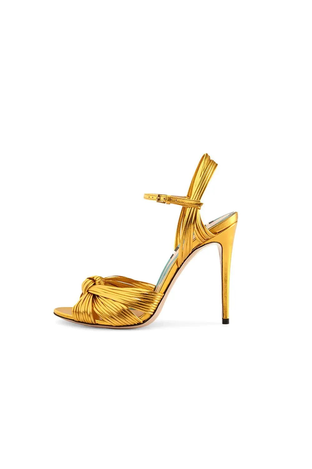 Gold Knotted Stiletto High Heel Sandals