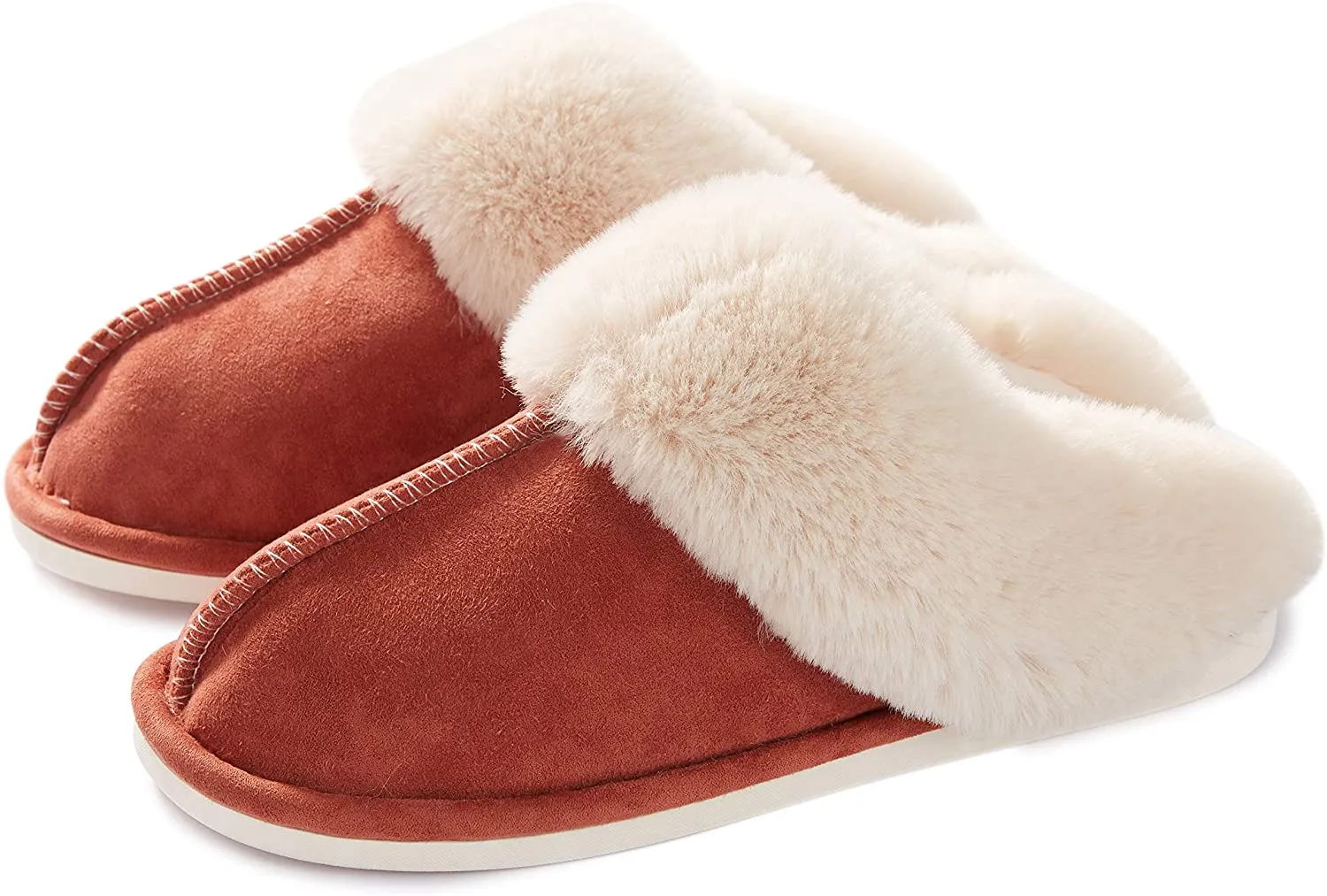 Haute Edition Cozy Faux Fur Lined Scuff Clog Indoor Outdoor Slippers