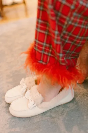 Ivy Bow Slippers in Cream