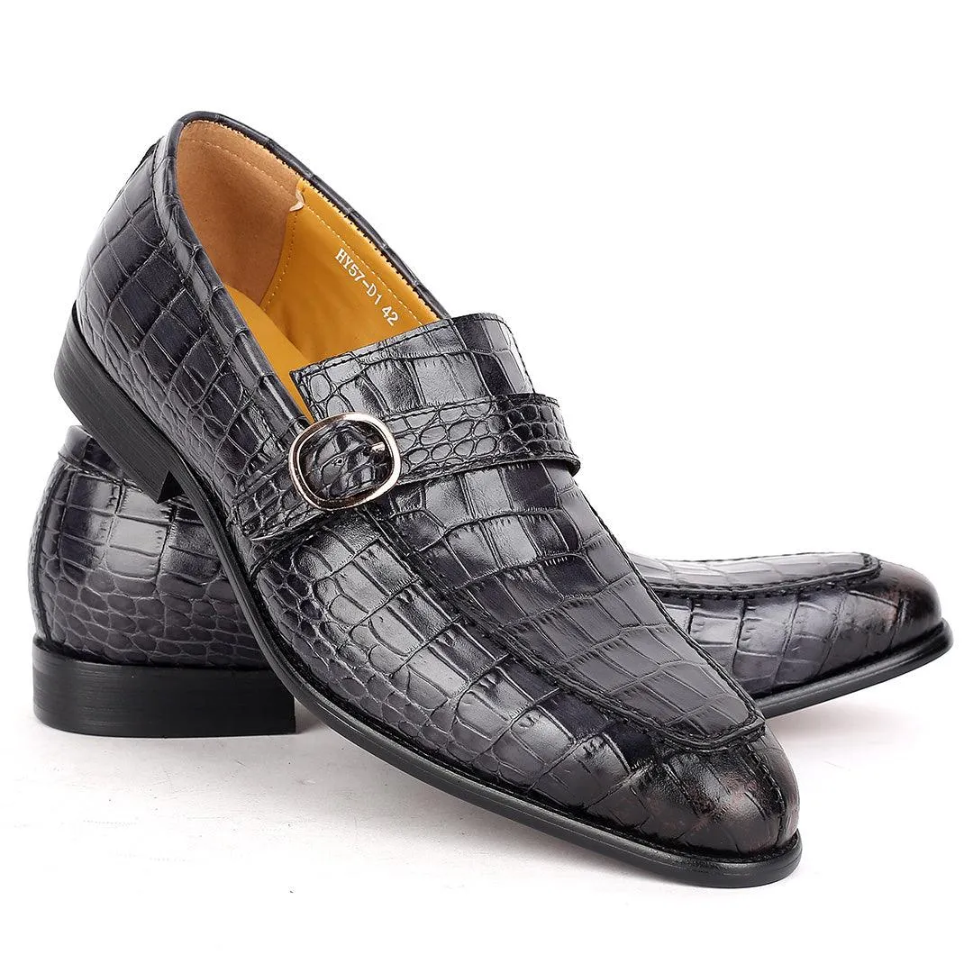 J.M Weston Full Croc Leather Belt designed Shoe