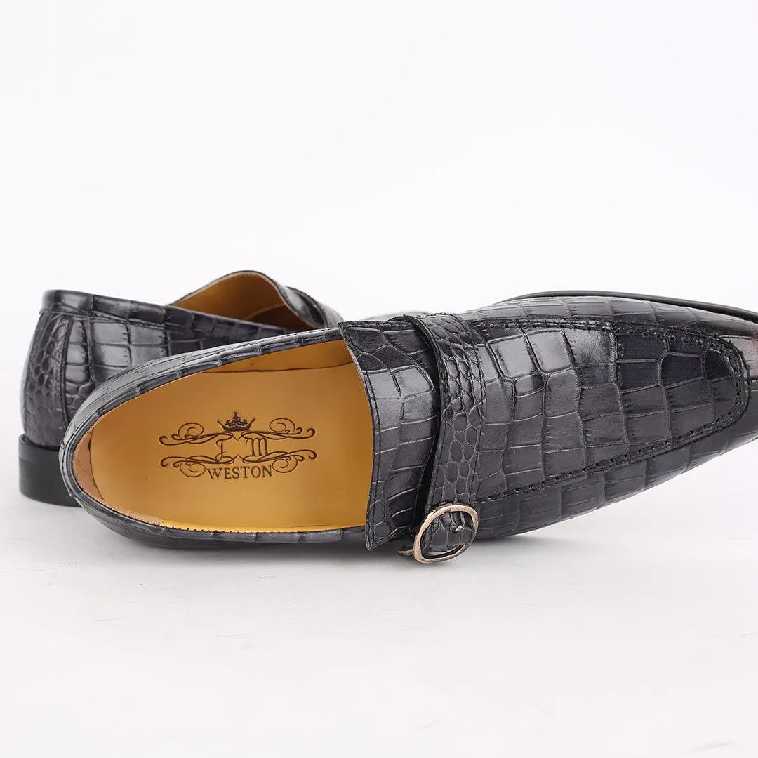 J.M Weston Full Croc Leather Belt designed Shoe