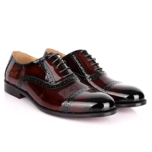 John Foster Patent Oxford Designed Leather -Brown