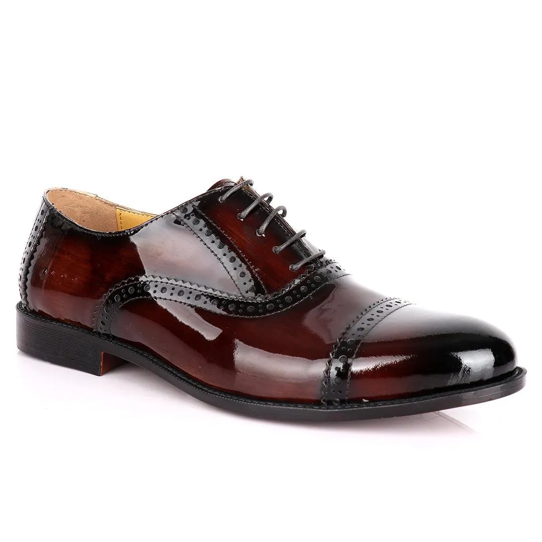 John Foster Patent Oxford Designed Leather -Brown