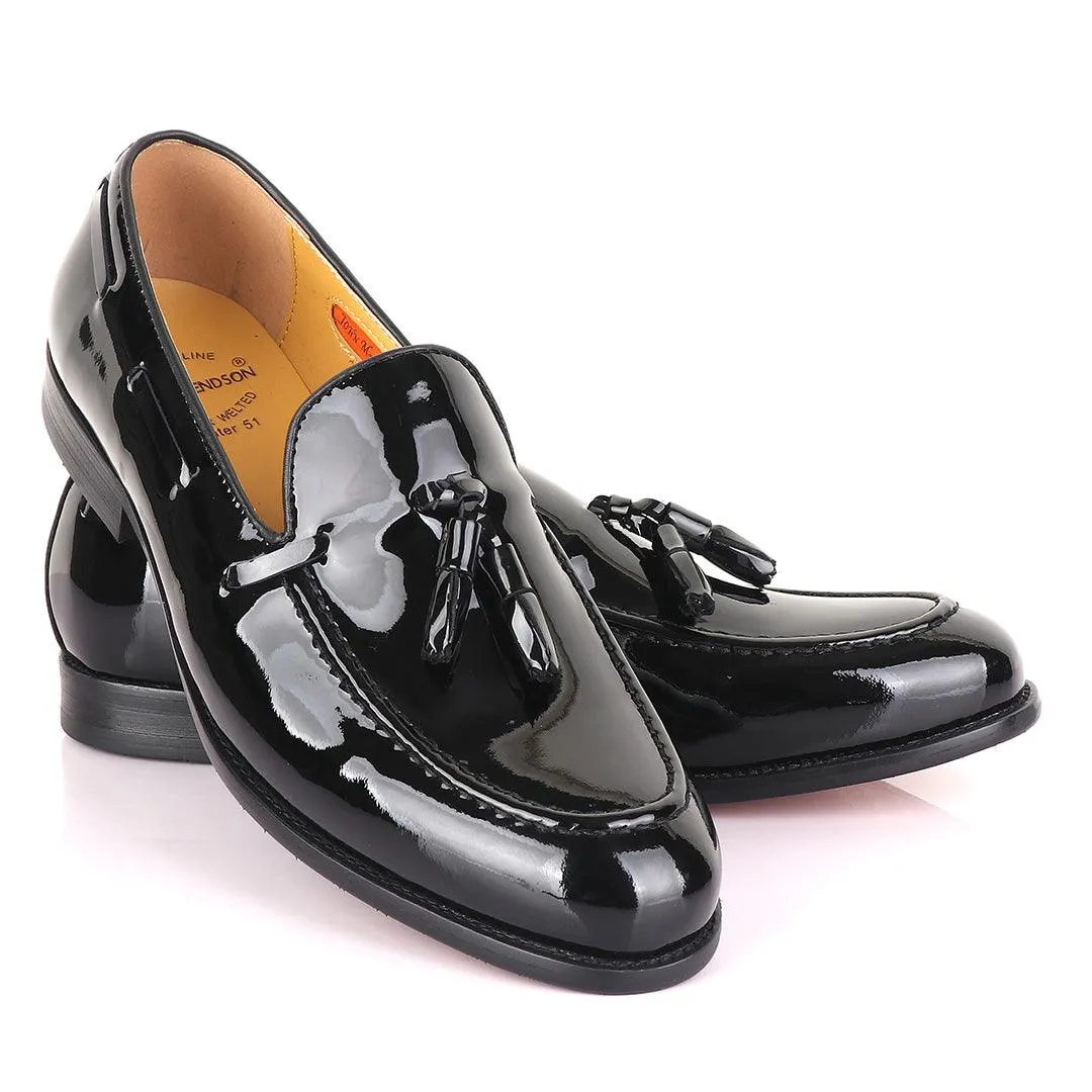 John Mendson Black Tassel Wetlips Loafers