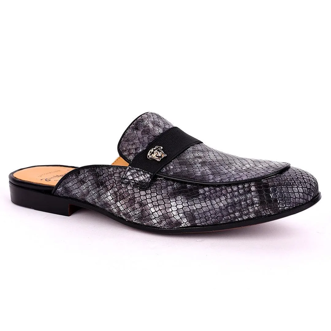 John Mendson Medusa Head Croc Leather Men's Half Shoe