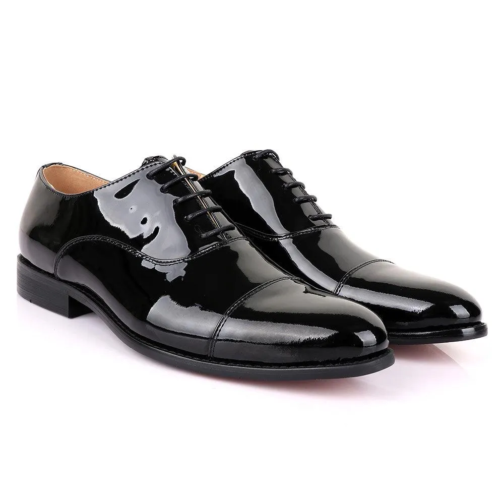 John Mendson Oxford Wetlips Black Leather Shoe