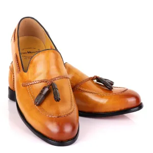 John Mendson Yellow with Brown Tassel Loafers