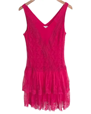 Light Spring Raspberry Lace Ruffle Dress