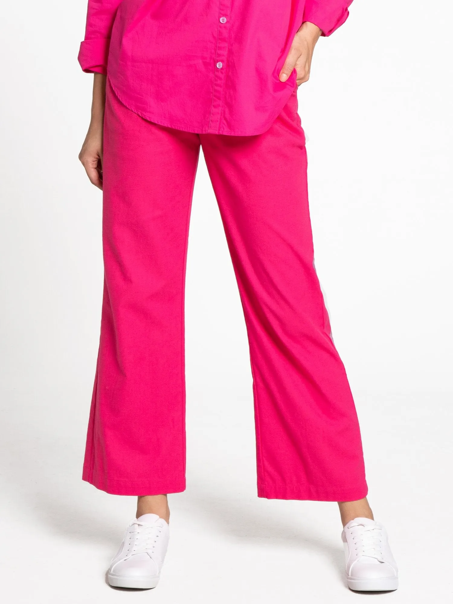 Linen Pleated Wide Leg Trouser - Crescent