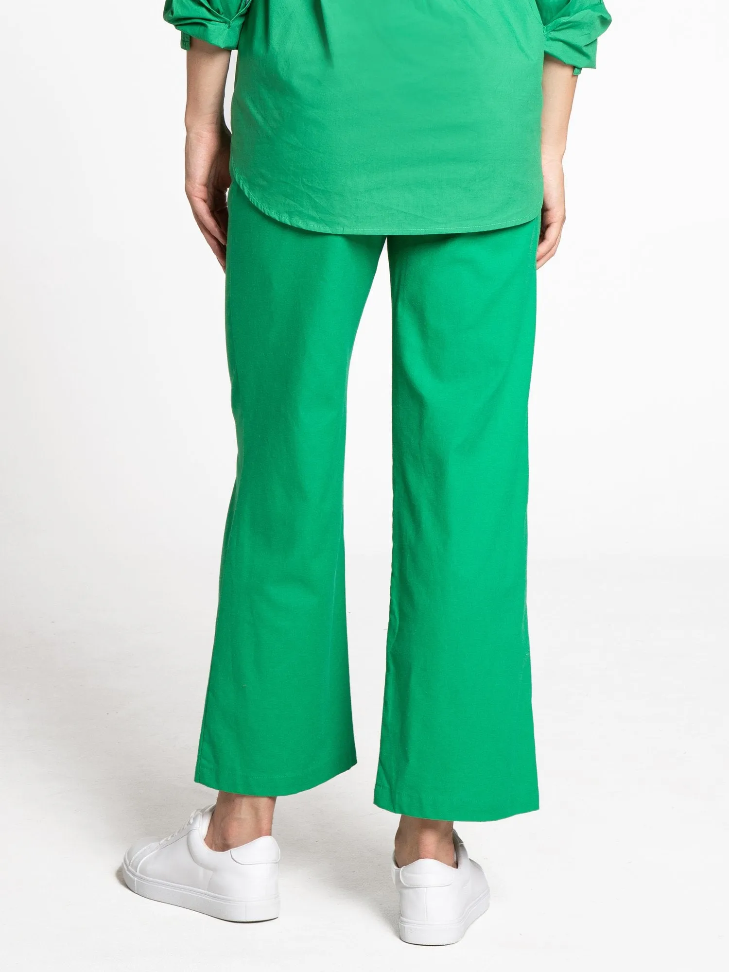 Linen Pleated Wide Leg Trouser - Crescent