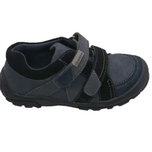 Little Boys Grey Navy Two Toned Double Strap Sneakers 11-2 Kids