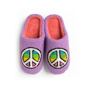 Lounge Out Loud Peace Out Super Fuzzy Slipper Slides