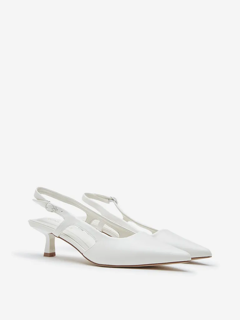 LUNA BLU Ivory Cut-Out Detailed Slingback Shoes