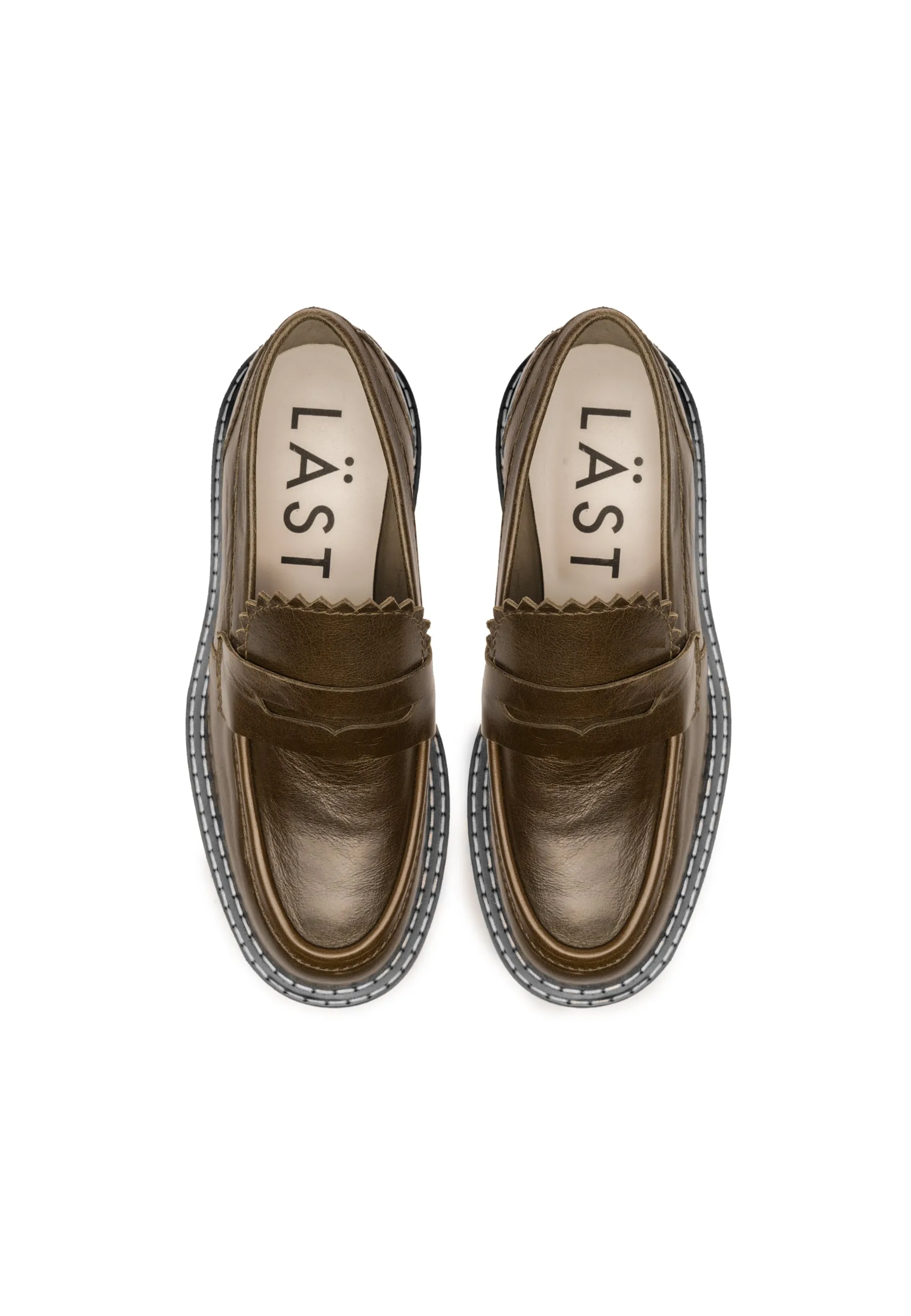 Matter Olive Leather Loafers